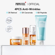 PAPA FEEL 3X Retinol 5D Peptide Eye Cream Cleanser Moisturizer 4-in-1 Set Retinol Eye Cream