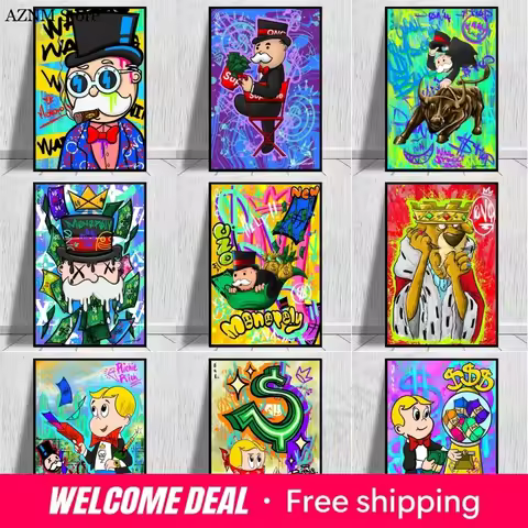 Graffiti Art Money Monopoly Dollar Canvas Painting Oil Painting Modern Posters Prints Home Decor Wal
