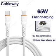 65W Fast Charging Spiral Liquid Silicone Phone Charging Cable Type-C/iOS Data Cable Suitable for IOS