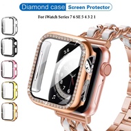 Diamond PC Watch Case With Screen Protector for Apple Watch Case 41mm 45mm 44mm 40mm for Iwatch Series 7 6 5 4 3 SE 2 Ultra-ThinFull Cover Protective Case