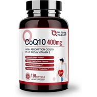 NATURE TARGET CoQ10-400mg Plus PQQ with Vitamin E & Organic Olive Oil - Coenzyme-Q10 with BioPerine 