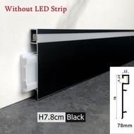 50mm/78mm LED Aluminium Profile Baseboard Suface Mounted Skirting Channel PC Cover Wall Trim Floor H