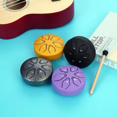6-Tone Steel Tongue Drum Set Multicolour Hollow Mini Hand Pan Drums with Drumsticks Portable Meditat