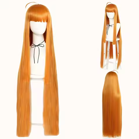 Long Orange Futaba Sakura Style Anime Cosplay Wig Heat Resistant Straight Synthetic Hair Comic Exhib