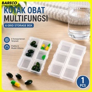 TaffOmicron Multifunctional Plastic Medicine Box Storage Box 6 Grids 1 PCS - HK6
