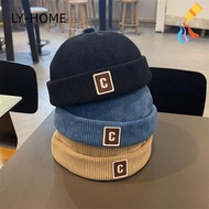 LIAOYING Brimless Hat, Corduroy C Letter Kids Docker Cap, Vintage Adjustable Design Warm Fabric Soli