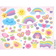 Decal Dán Sticker Trang Trí Cửa Kính Hình Hoa Cầu Vòng Mặt Trời Decor Góc Học Tập Cửa Hàng