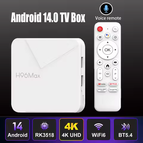 H96 Android 14 tv box Quad Core RK3518 with Dual Band Wifi 2.4G 5G Wifi5 BT HD 3D 100M Lan
