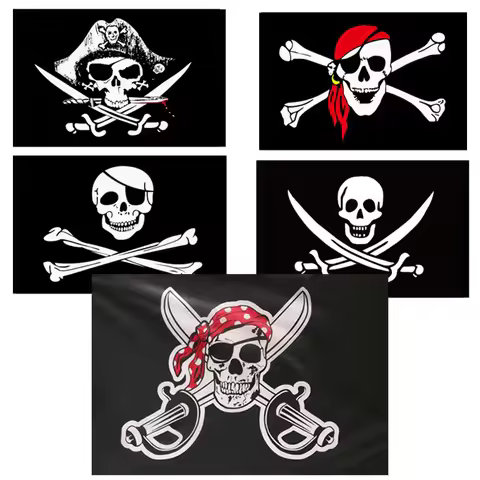 Pirate Flag Halloween Decoration, Premium Skull Crossbones Wall Banner, Polyester Fabric, Various De