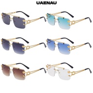 UAENAU Cheetah Decoration Retro Rimless Eyewear Frameless Shades
