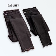 Daduhey Women High Waist Elastic Stretch Tight-fitting Solid Color Slim Long Jeans Pants