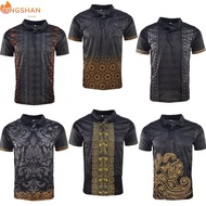 Men Collar T-shirt Jersey Material Batik Print | Baju Jersi Kolar Lelaki | Baju T-shirt Corak Batik Lelaki