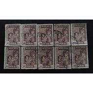 Setem Malaya Perak 10 Cents 1957 (10 keping Used)