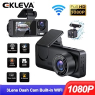 EKLEVA 3Channel Dash Cam for Cars 1080P Dvr in the Car DVR Video Recorder WIFI Rear View Camera for Vehicle Black Box Car Assecories