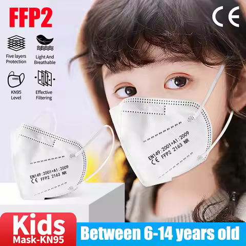 10-200PCS Kids mascarillas fpp2 Child KN95 CE Certified FFP2 face mask mascarilla kn95 5Layers Non-w