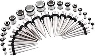 HEKEUOR 38PCS 16g-00g Surgical Steel Ear Stretching Kit Tunnels and Tapers Set
