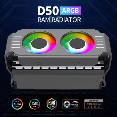 Memory-Chip Heatsink 4Pin PWM/5V 3Pin ARGB PC Memory Cooling Radiator with Dual 120mm Fan for DDR4 D