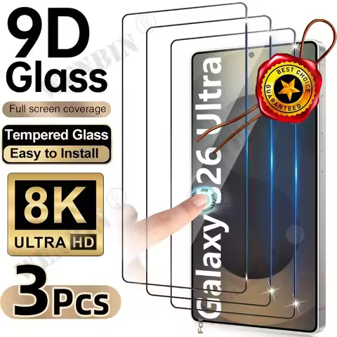 3Pcs Tempered Glass For Samsung S26 Ultra Edge Plus Screen Protector On Galaxy S25 S24 A57 A37 A17 A
