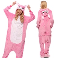 Rose Rabbit Kigurumi Adult Cosplay Pajama Women Onesie Winter Warm Sleepwear Homewear Animal Costume Jumpsuit