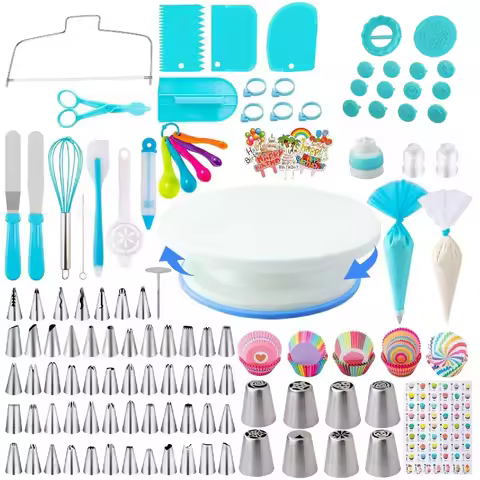 356-Piece Disposable Oven-Safe Round Cake Baking Tools Set Plastic Cream Piping Spatula Scraper with