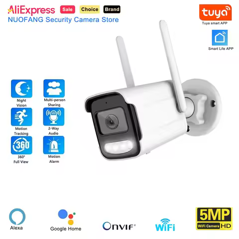 5MP Wifi IP Camera Tuya Smart Wireless HD AI Human Detect Camera with ONVIF CCTV Outdoor Surveillanc