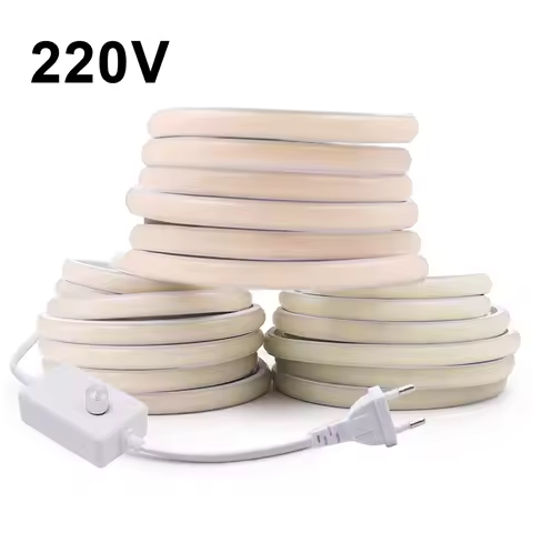 IP68 Waterproof COB Led Strip Light 5m 10m 20m 50m 100m 220V Dimmer Switch Power Kit 3000K 4000K 600