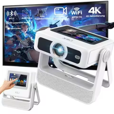 A5pro Portable Projector with Built-in Apps Touch Screen WiFi and Bluetooth Support 4K Resolution Ou