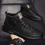 Autumn Men's Shoes New Style Breathable Anti-slip High-top Chef Shoes Men's Trendy All-match Black L