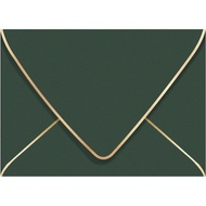 A7 Green Envelopes 50 Pack With Gold Border Christmas Envelopes 5 x 7 - V flap, Quick Self Seal, For
