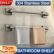 Bathroom Grey Towel Rack Flat Single Pole Simple Aluminium Punch Towel Rack Shower Bar Wall Holder