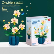 2138-9 Building Block Toy Flower  Golden Orchid Mini Orchid Potted Model, Children's Puzzle Puzzle A