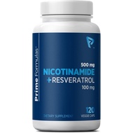 Nicotinamide 500 mg with Resveratrol 100 mg 120 Veggie Capsules - Vitamin B3, Supports Metabolic Hea
