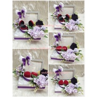 gubahan frame mas kahwin with 2pc bekas cincin -purple