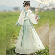 Hanfu Female Jin Made Antique Hanfu Chinese Style Embroidered Cross Collar Waist-length Skirt