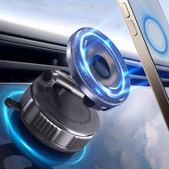 Vacuum Car Phone Holder for MagSafe, [96+LBS Suction+3000gf Strong Magnetic] 360°Adjustable Nano Gel