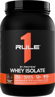 Rule 1 R1 Whey Protein Isolate Chocolate Fudge - 2 lbs Powder - 25g Whey Isolate & Hydrolysate + 6g