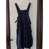 |2hand Japanese-Korean team| BEAUTIFUL NEW BOW TIE LINEN APRON D105cm