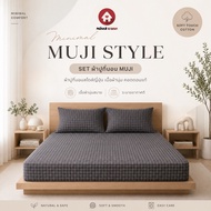SET-MUJI-STYL Cotton1 Bed Sheet With Pillowcase Size 3.5 Feet/5 Feet/6 Feet Height 14 Inches