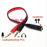 3.5mm Male Female AUX Cable Dual Splitter Audio Cable Splitter Earphone Mic Audio Headset Microphone