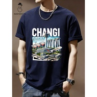 [Changi Airport Singapore Airplane Landmark Print] Ready Stock Baju T Shirt Lelaki Men 100% Cotton P
