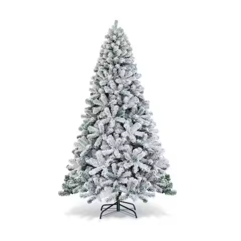 7.5 Feet Snow Flocked Hinged Artificial Christmas Tree without Lights