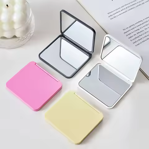 Double-Sided Mini Pocket Mirror 2-Face Mirror Hand Portable Girl's Gift Lash Mirror Multiple Colors 