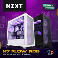 HITAM Nzxt H7 Flow RGB Gaming Case - Tempered Glass Casing - Black