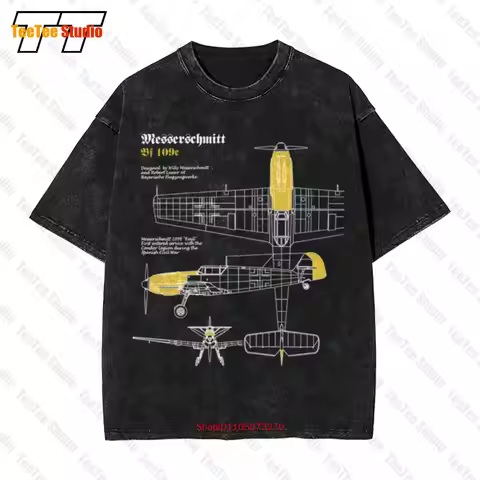 Flyingraphics Aviation Themed Messerschmitt Bf109 Vintage Oversized T-Shirt EYAF