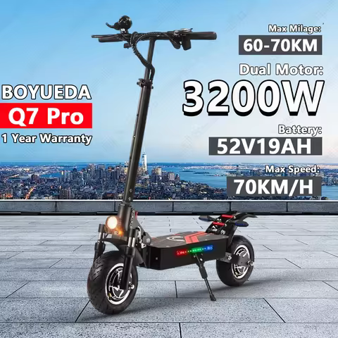 Boyueda Q7Pro High-Performance Electric Scooter With 3200W Dual Motor 52V19Ah Battery 10x3.5 Inch Ti