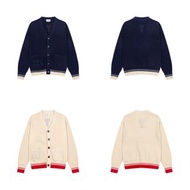 AMI Paris 2025秋冬新品編織ADC條紋撞色愛心文字徽標羊針織毛衣開衫外套男女同款