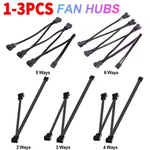 Portable Fan PWM Splitter 5/6 Ways Connector Cable Adapter Female To Male Pwm Fan Cable PVC Insulati