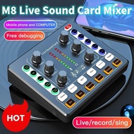 ATLAS M8 Sound Card 12 Sound Effects Noise Reduction Mixers Headset Mic Voice Control Mixer K Songs 