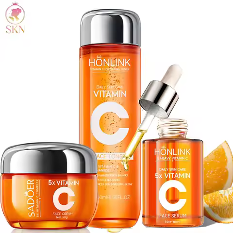 Vitamin C Skincare Travel Skincare Toner+ Serum+Face Cream Moisturizing Brightening Hydrating Facial