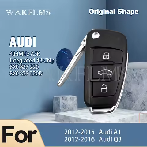 Remote Car Key For Audi A1 Q3 2012 2013 2014 2015 2016 Integrated 48 Chip P/N 8X0837220 D 8X0837220D